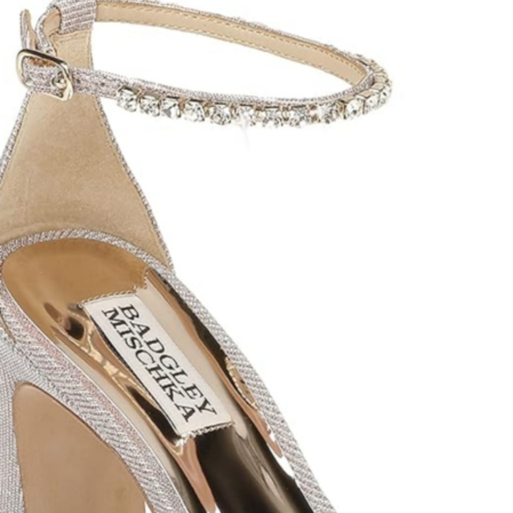 Badgley Mischka Silver Block Heeks sz 7 - Picture 6 of 7